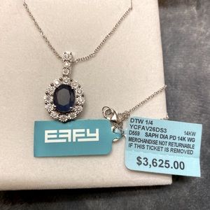 Effy Royale Bleu Sapphire and Diamond Pendent Necklace 14k white gold